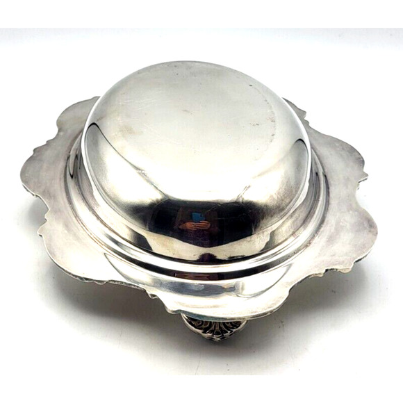 Vintage Silverplate Covered Bread Tray Serving Dish Scalloped Edge 12x10x4" YK - Picture 8 of 9